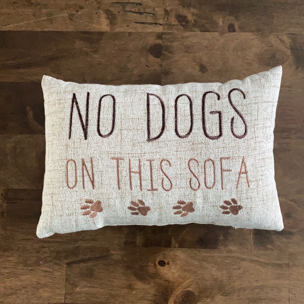 “no dogs on this sofa” pillow